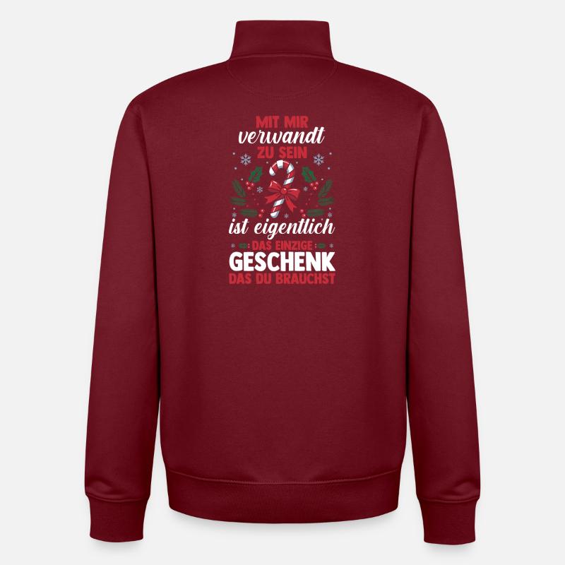 Noël du Père Noël - Sweat zippé unisexe en coton bio Stanley/Stella - bordeaux