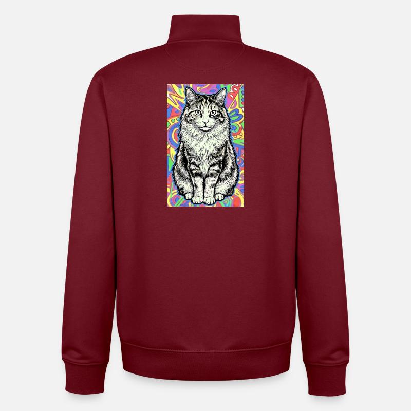 chat - Sweat zippé unisexe en coton bio Stanley/Stella - bordeaux