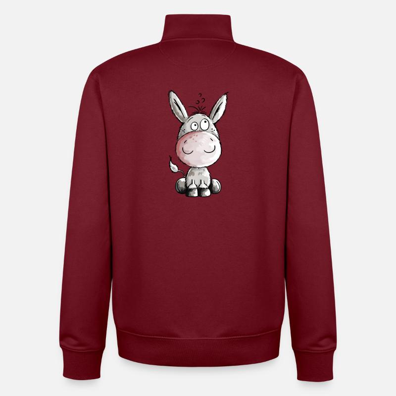 Kleiner Esel - Eselchen - Comic - Tiere - Unisex Organic Zip Sweatshirt von Stanley/Stella - Burgunderrot