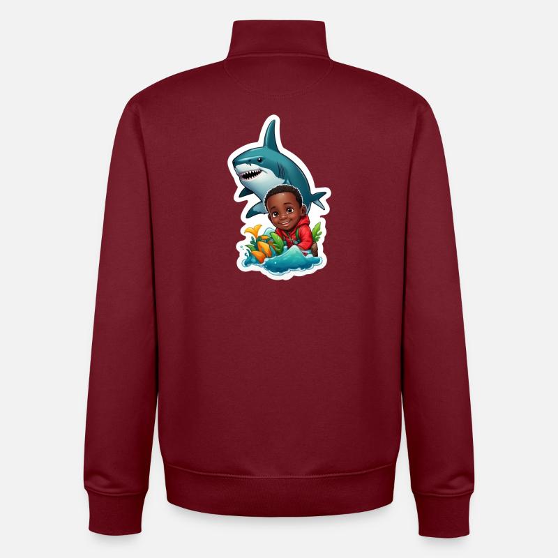 Aventure avec requin et enfant - Sweat zippé unisexe en coton bio Stanley/Stella - bordeaux