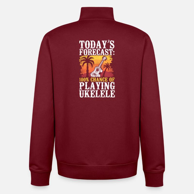 Ukulélé hawaïen aujourd’hui - Sweat zippé unisexe en coton bio Stanley/Stella - bordeaux