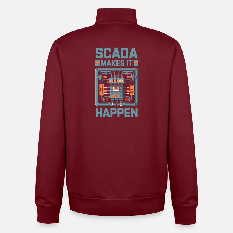 SCADA Makes It Happen Automation Technology - Unisex Organic Zip Sweatshirt by Stanley/Stella - burgundy