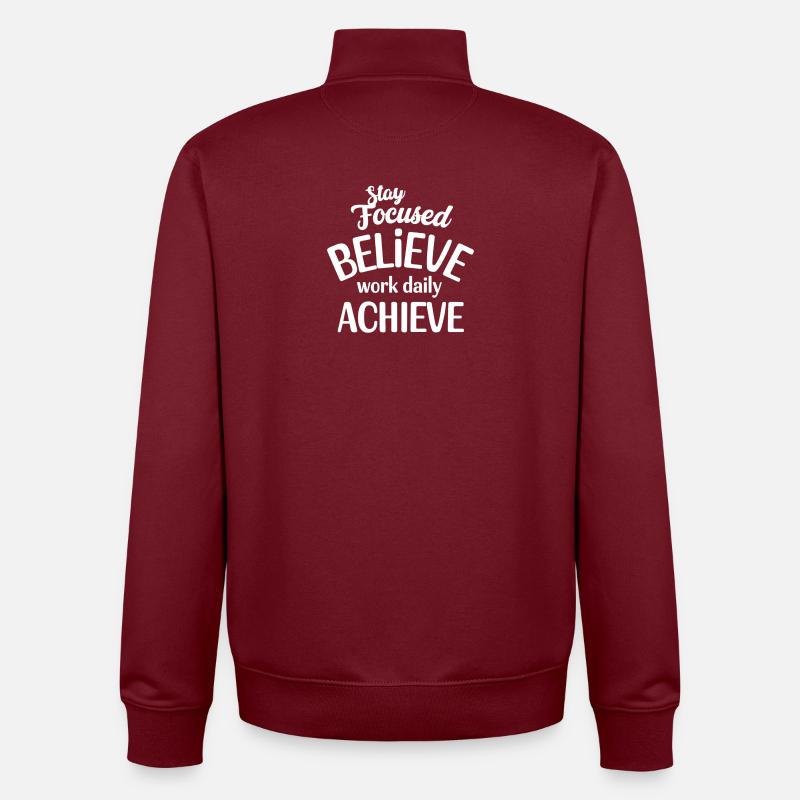 Focus et Croire pour Réaliser - Sweat zippé unisexe en coton bio Stanley/Stella - bordeaux