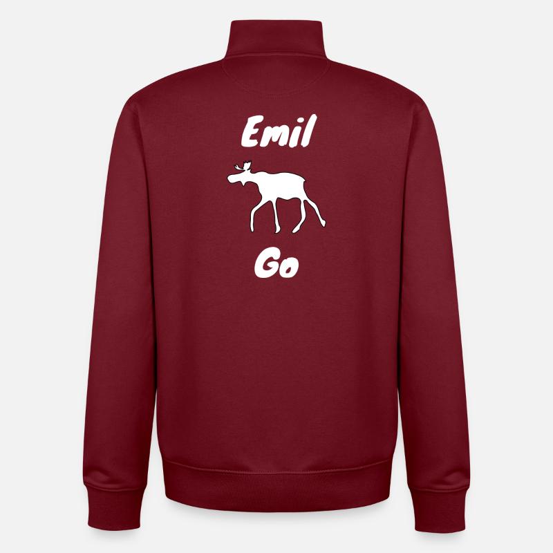 Emil the Elk withe - Unisex Organic Zip Sweatshirt by Stanley/Stella - burgundy
