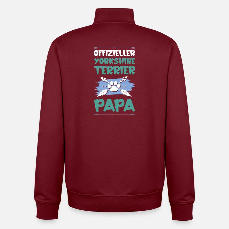 yorkshire terrier hunde papa - Unisex Organic Zip Sweatshirt von Stanley/Stella - Burgunderrot