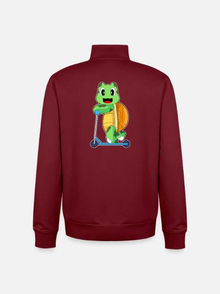 Turtle scooter - Unisex Organic Zip Sweatshirt by Stanley/Stella - burgundy