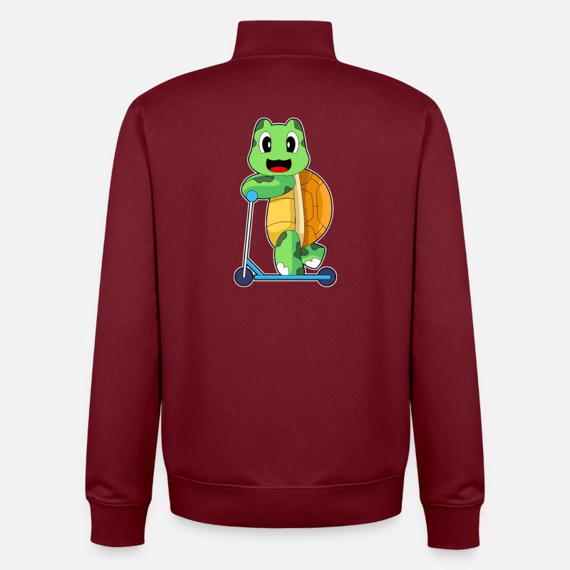 Scooter tortue - Sweat zippé unisexe en coton bio Stanley/Stella - bordeaux