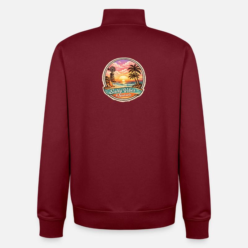 Salty Vibes Sunsets Beach - Sweat zippé unisexe en coton bio Stanley/Stella - bordeaux