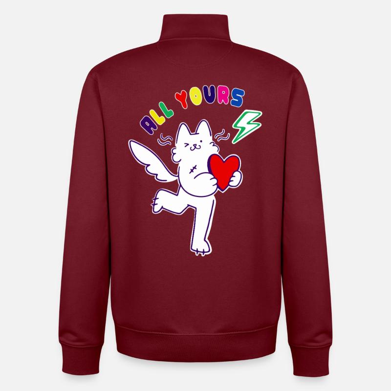 Chat amoureux - Sweat zippé unisexe en coton bio Stanley/Stella - bordeaux