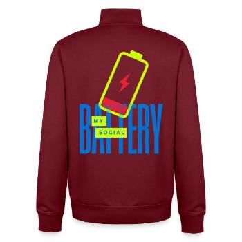 Glowing Social Battery - Unisex Organic Zip Sweatshirt by Stanley/Stella - burgundy - Back - AI Model Male 185 dark (185cm)