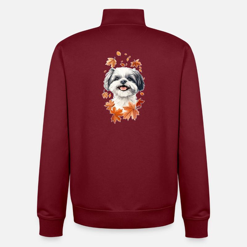 Shih Tzu Automne - Sweat zippé unisexe en coton bio Stanley/Stella - bordeaux