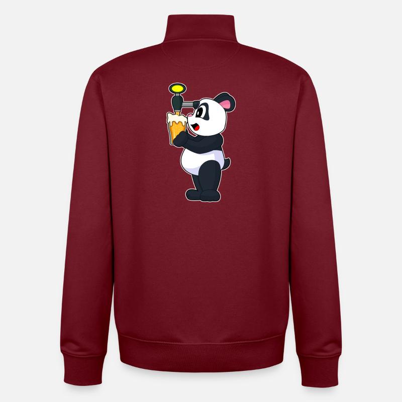 Panda Bier - Unisex Organic Zip Sweatshirt von Stanley/Stella - Burgunderrot