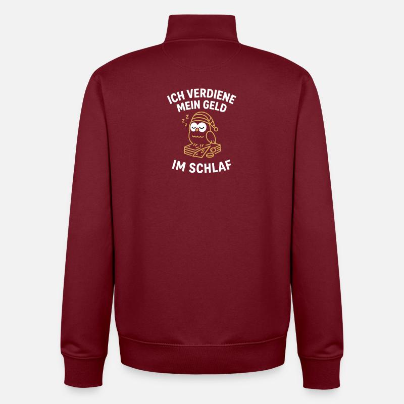 GeldImSchlaf Eule - Unisex Organic Zip Sweatshirt von Stanley/Stella - Burgunderrot