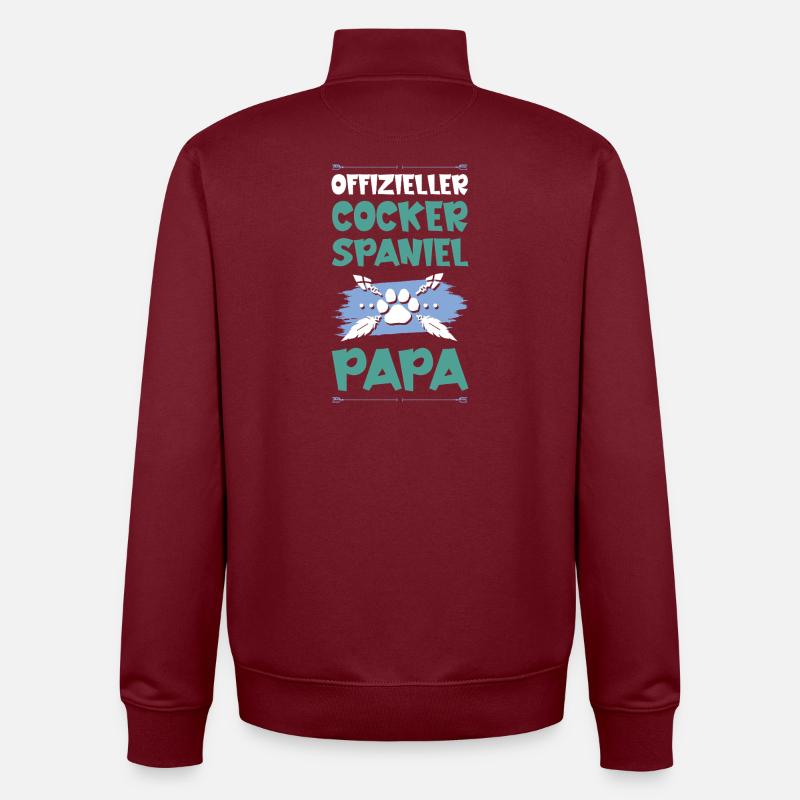Cocker Spaniel chiens papa - Sweat zippé unisexe en coton bio Stanley/Stella - bordeaux