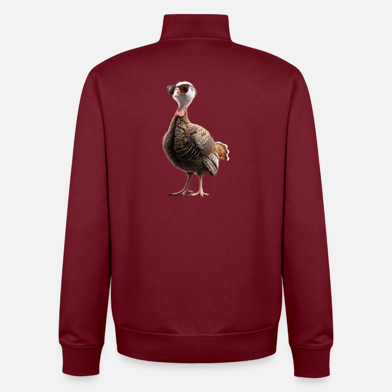 Dinde Poules Oiseaux Dinde - Sweat zippé unisexe en coton bio Stanley/Stella - bordeaux