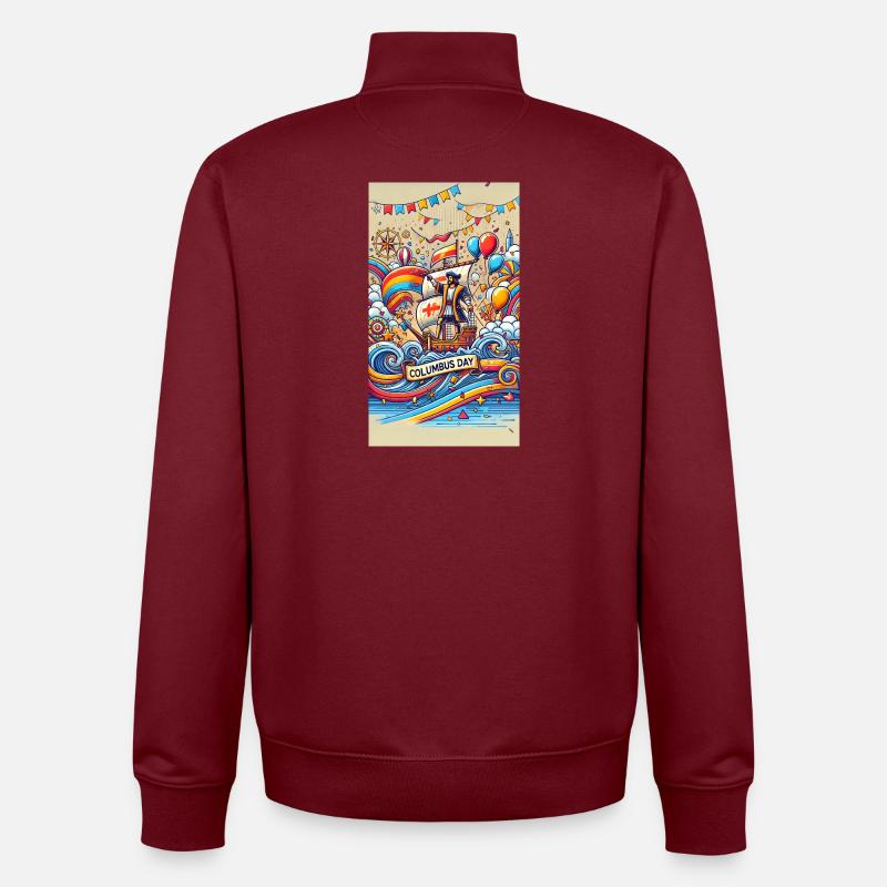 Columbus Day - Aventure en mer - Sweat zippé unisexe en coton bio Stanley/Stella - bordeaux