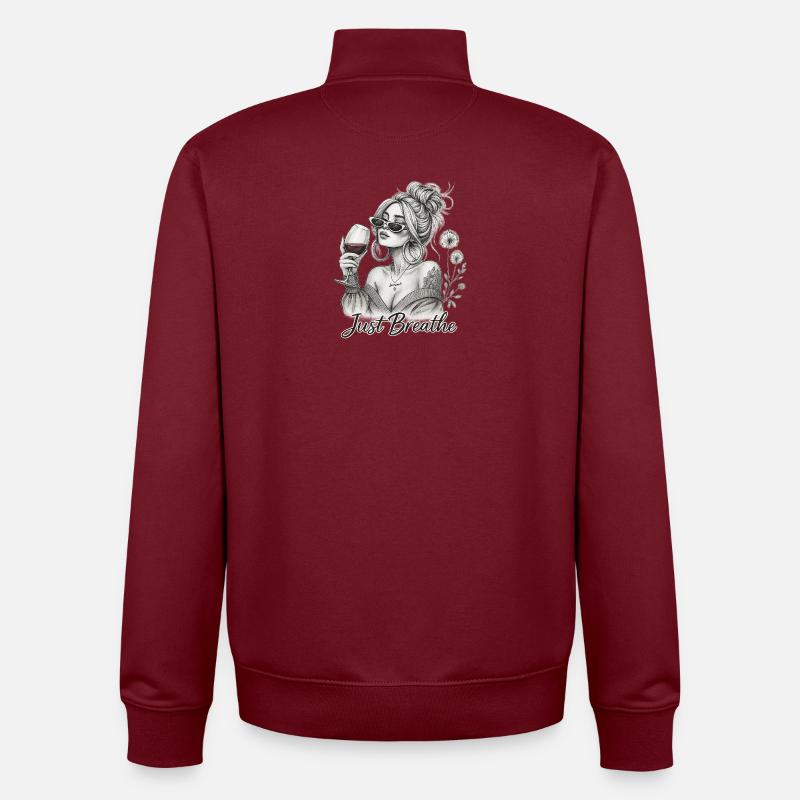 Just relax Wine Chic - Sweat zippé unisexe en coton bio Stanley/Stella - bordeaux