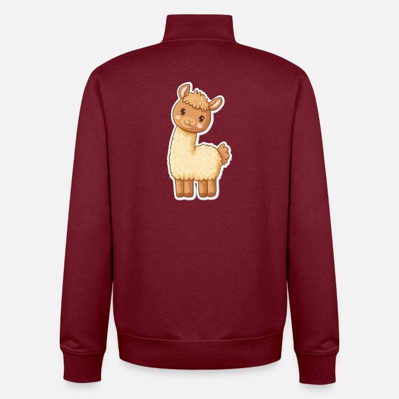 Lama Alpaka Llama Tier Geschenk - Unisex Organic Zip Sweatshirt von Stanley/Stella - Burgunderrot