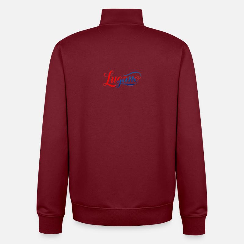 Lettrage de Lugano avec verve - Sweat zippé unisexe en coton bio Stanley/Stella - bordeaux
