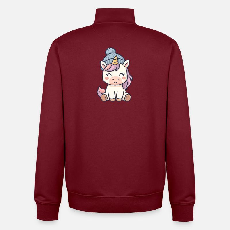 Kuscheliges Einhorn mit Mütze - Unisex Organic Zip Sweatshirt von Stanley/Stella - Burgunderrot