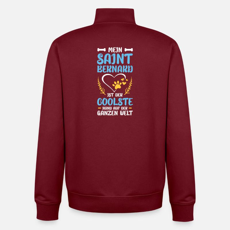 Mon cœur Saint-Bernard Amour - Sweat zippé unisexe en coton bio Stanley/Stella - bordeaux