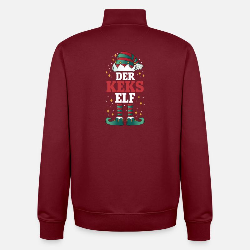 Noël L’Elfe des Cookies - Sweat zippé unisexe en coton bio Stanley/Stella - bordeaux