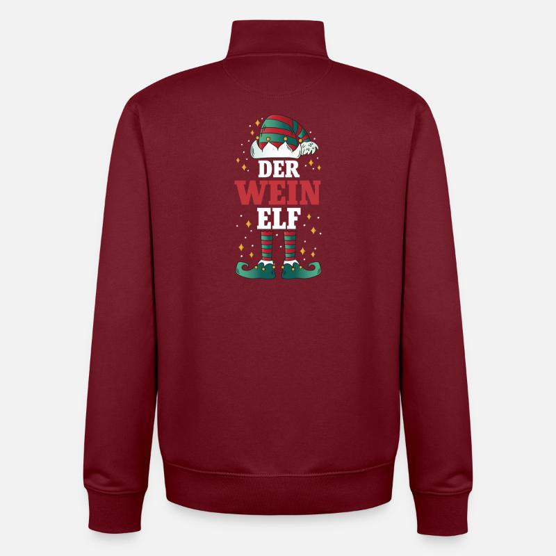 Weihnachten Der Wein Elf - Unisex Organic Zip Sweatshirt von Stanley/Stella - Burgunderrot