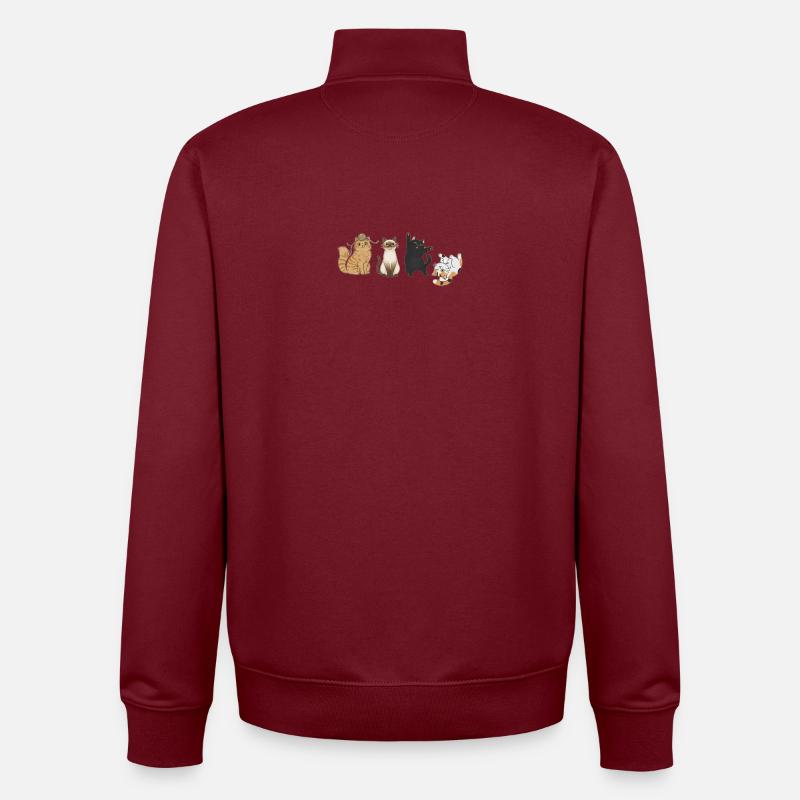 Vier verspielte Katzen - Unisex Organic Zip Sweatshirt von Stanley/Stella - Burgunderrot