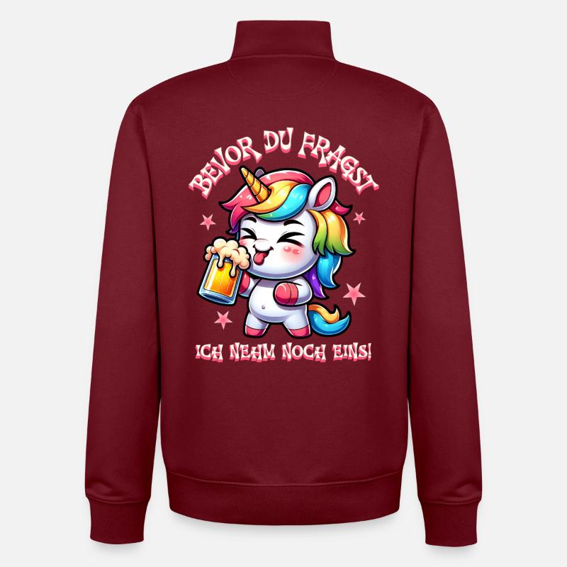 Buntes Einhorn Bier Feier - Unisex Organic Zip Sweatshirt von Stanley/Stella - Burgunderrot