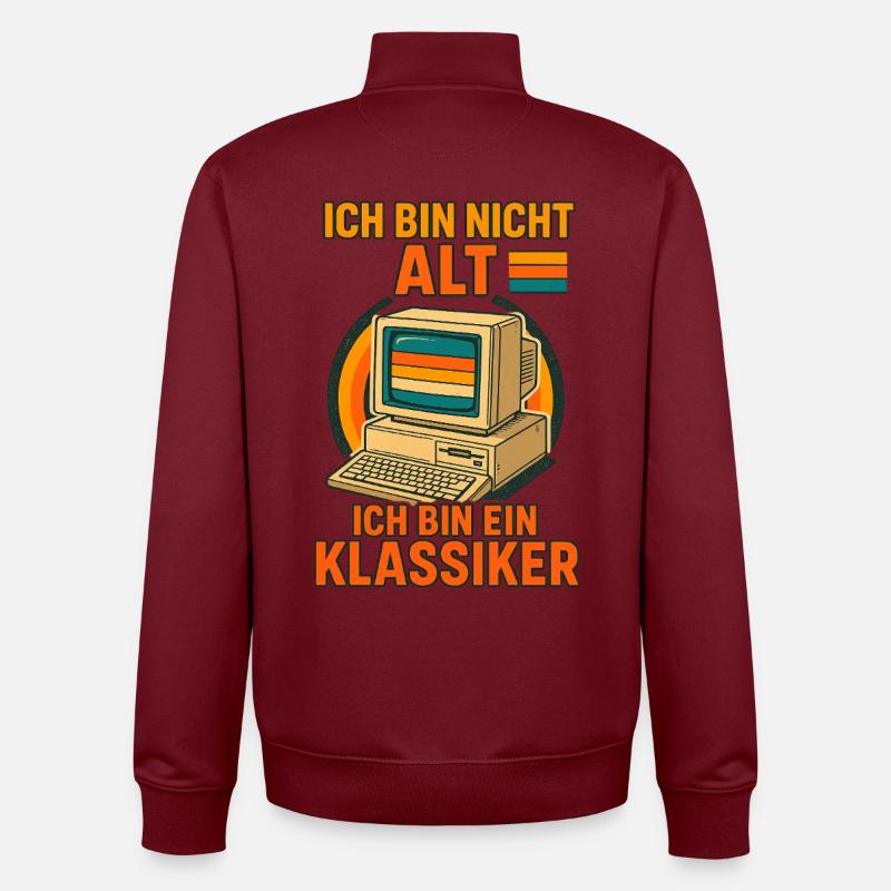 Retro Computer Classic - Unisex Organic Zip Sweatshirt by Stanley/Stella - burgundy