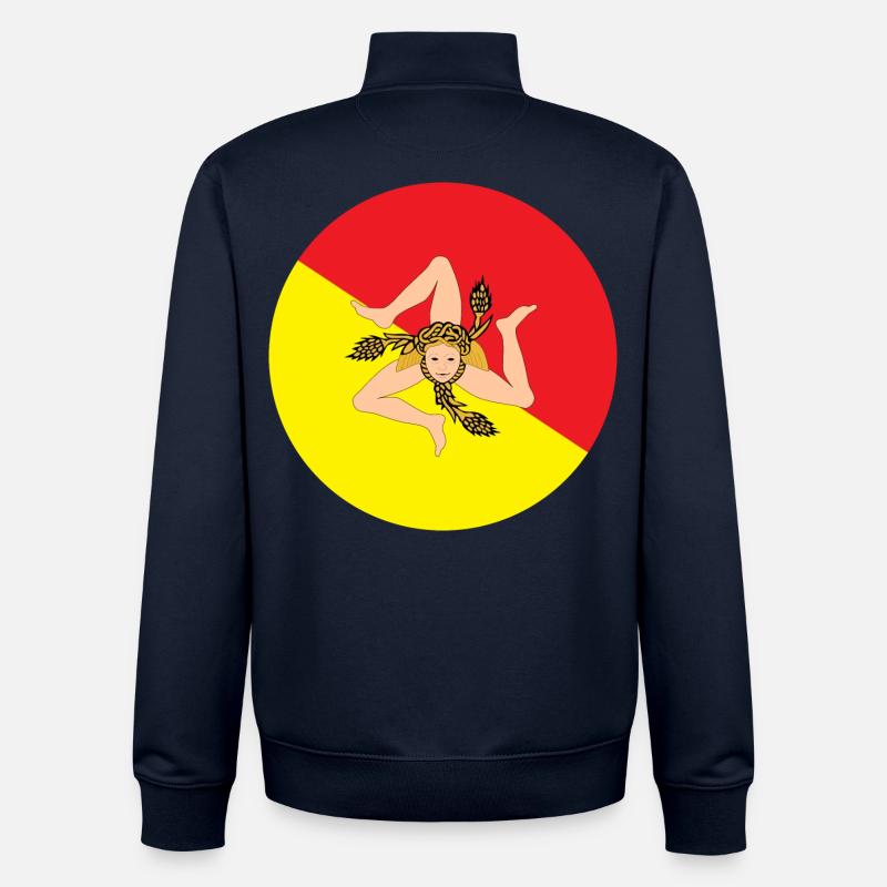 drapeau d’autocollant rond de Sicile autocollant Sicile - Sweat zippé unisexe en coton bio Stanley/Stella - marine