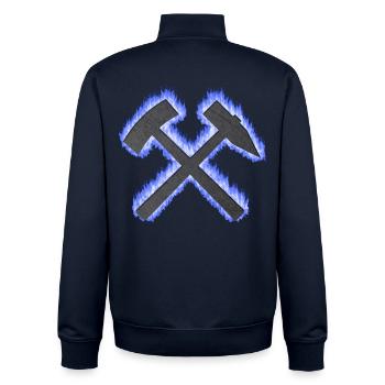 Hammer und Schlägel Bergbau Schalke Kohle Geschenk - Unisex Organic Zip Sweatshirt by Stanley/Stella - navy - Back - AI Model Male 185 light (185cm)