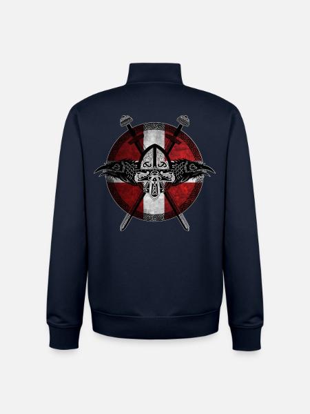 Viking Viking Danmark Flag Ravn Design - Stanley/Stella unisex sweatshirt med lynlås i økologisk - marineblå
