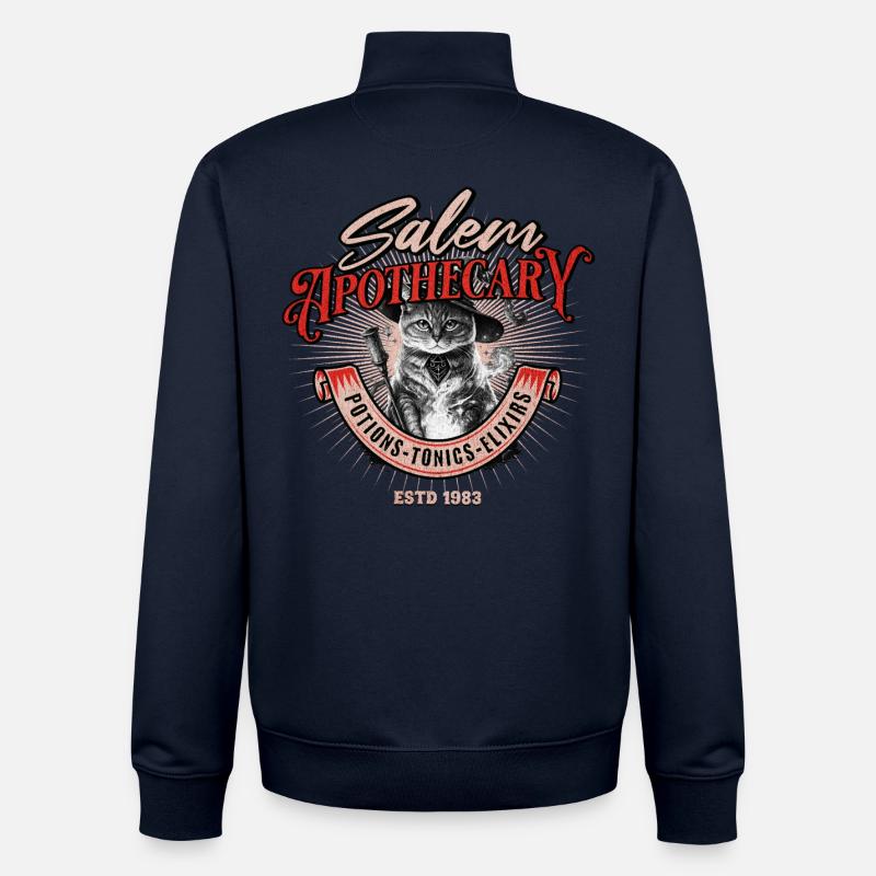 Salem Apothicaire Wizard Chat - Sweat zippé unisexe en coton bio Stanley/Stella - marine