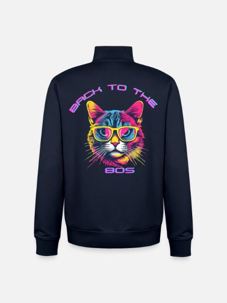 Retro cat design with sunglasses - Unisex Organic Zip Sweatshirt by Stanley/Stella - navy