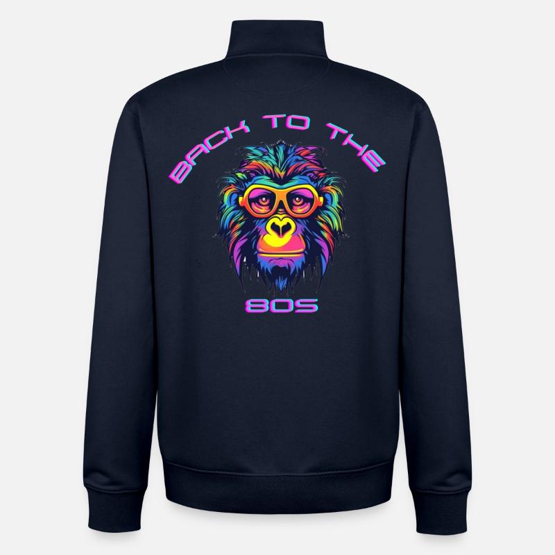 Psychedelic gorilla with sunglasses - Unisex Organic Zip Sweatshirt by Stanley/Stella - navy