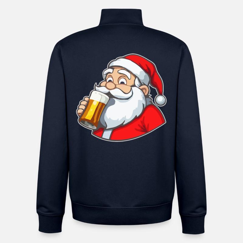 Père Noël à la bière - Sweat zippé unisexe en coton bio Stanley/Stella - marine