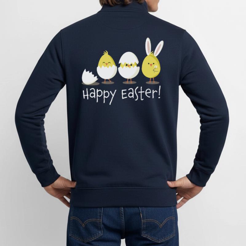 Happy Easter Chick Egg Easter Egg Unisex Organic Zip Sweatshirt by Stanley/Stella