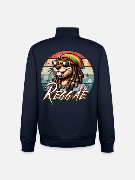 Bober Reggae - Rasta Bobr Marly - Unisex Organic Zip Sweatshirt by Stanley/Stella - navy