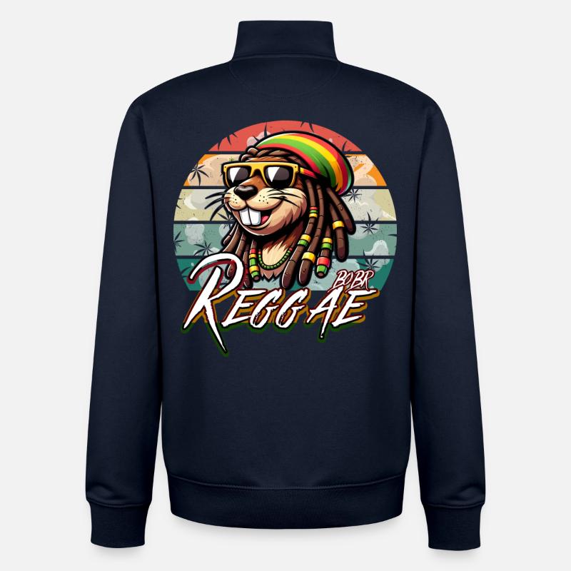 Bober Reggae - Rasta Bobr Marly - Sweat zippé unisexe en coton bio Stanley/Stella - marine