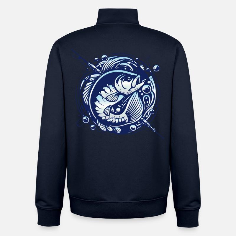 Poisson-grenouille avec des bulles d’eau design - Sweat zippé unisexe en coton bio Stanley/Stella - marine
