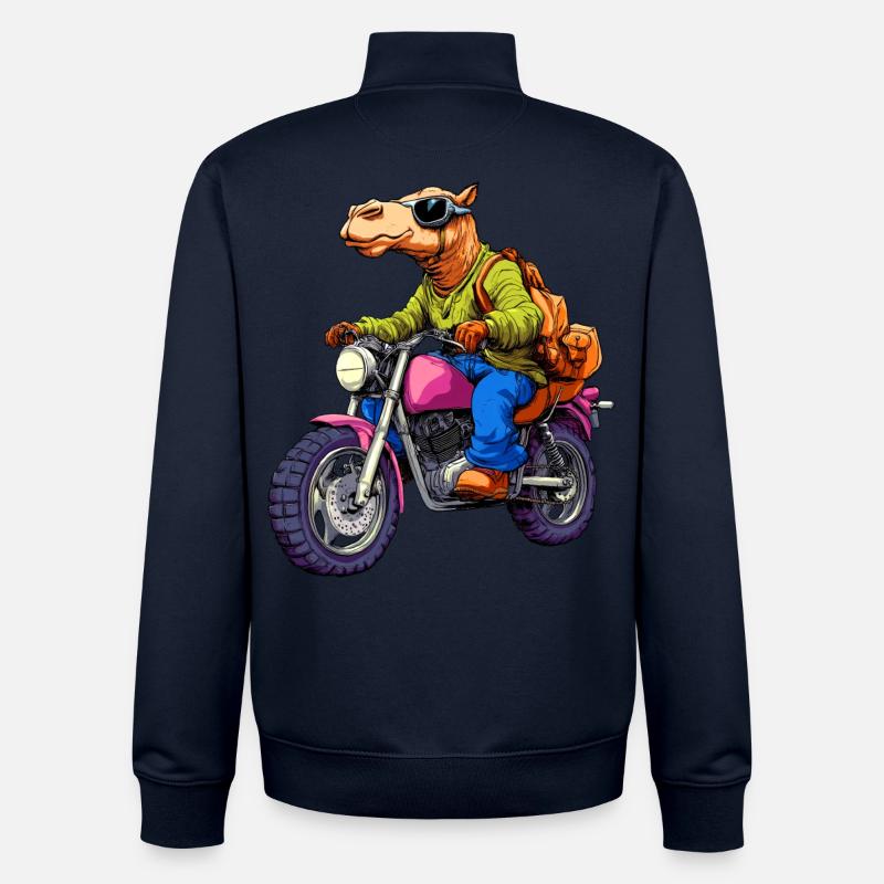 Camel Motorcycle - Unisex Organic Zip Sweatshirt by Stanley/Stella - navy