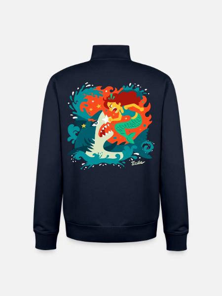 Mermaid versus Shark - Unisex Organic Zip Sweatshirt by Stanley/Stella - navy