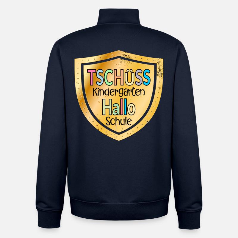 TSCHÜSS KINDERGARTEN - HALLO SCHULE - Unisex Organic Zip Sweatshirt von Stanley/Stella - Navy