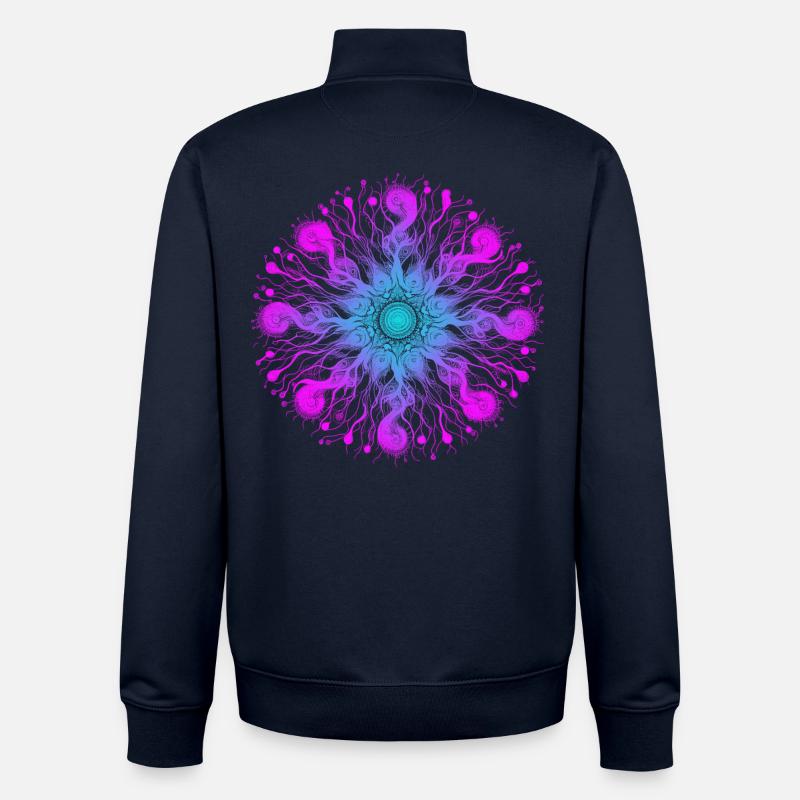 Mandala Psyché - Sweat zippé unisexe en coton bio Stanley/Stella - marine