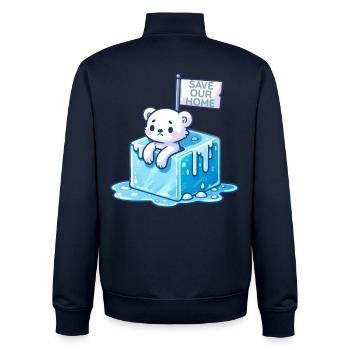 Retten Sie unser Zuhause - Unisex Organic Zip Sweatshirt von Stanley/Stella - Navy - Hinten - AI Model Male 185 light (185cm)