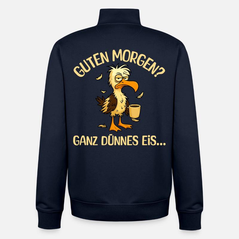 Morgenmuffel Möwe mit Kaffee - Unisex Organic Zip Sweatshirt von Stanley/Stella - Navy