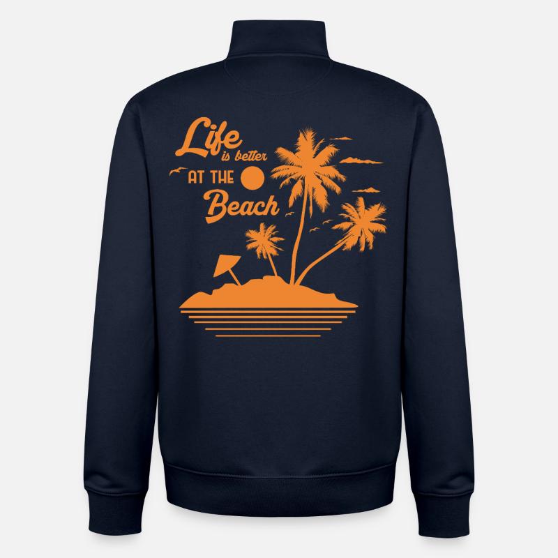 Coucher de soleil sur Palm Beach - Sweat zippé unisexe en coton bio Stanley/Stella - marine