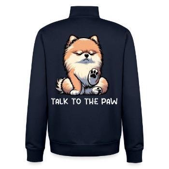 Talk to the Paw Pomeranian Pomeranian Pomeranian Spitz Dog - Unisex Organic Zip Sweatshirt by Stanley/Stella - navy - Back - AI Model Male 185 light (185cm)