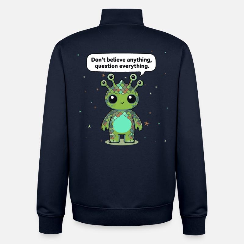 Curious Alien - Statement: Question everything - Unisex Organic Zip Sweatshirt by Stanley/Stella - navy